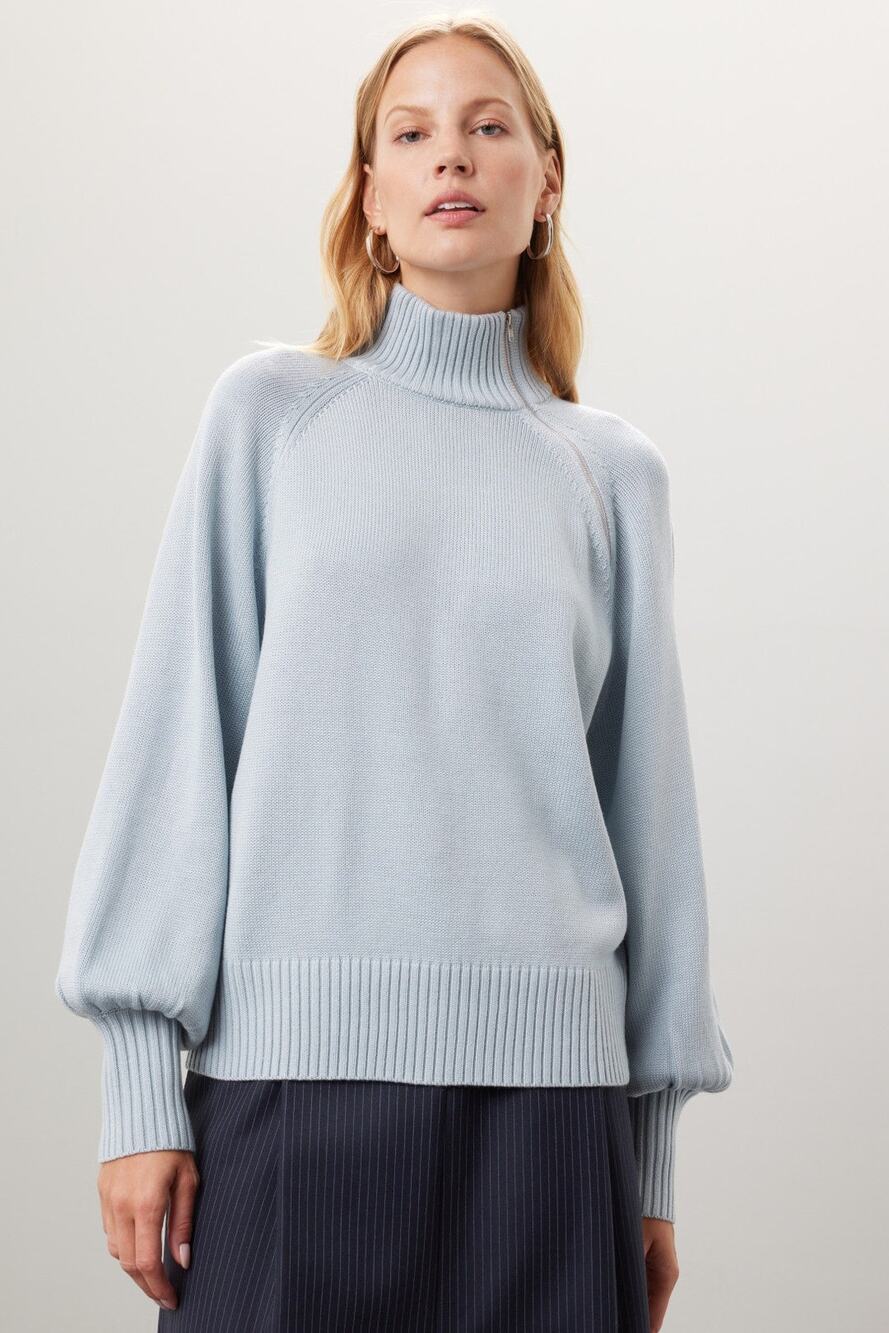 Marissa Webb - Blue Zip Neck Sweater - Size XL